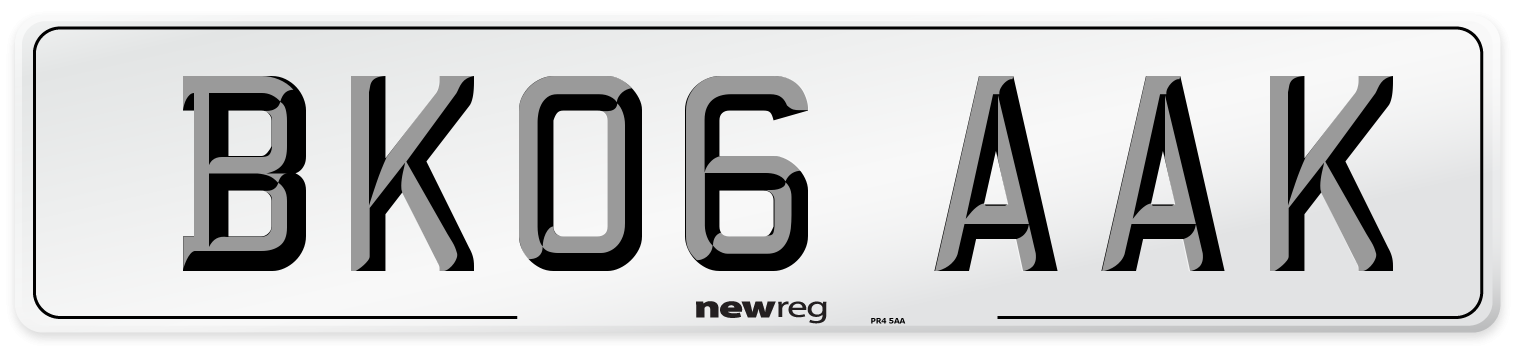 BK06 AAK Number Plate from New Reg